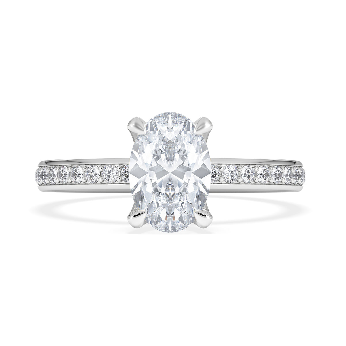 Origin 1.25ct Oval Cut Lab Diamond Solitaire Engagement Ring with Side Stones in 18K White Gold