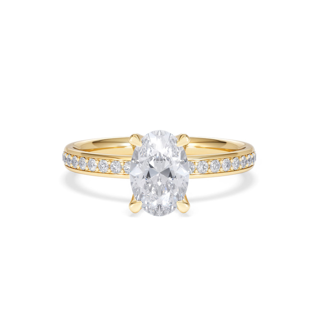Origin 1.25ct Oval Cut Lab Diamond Solitaire Engagement Ring with Side Stones in 18K Yellow Gold