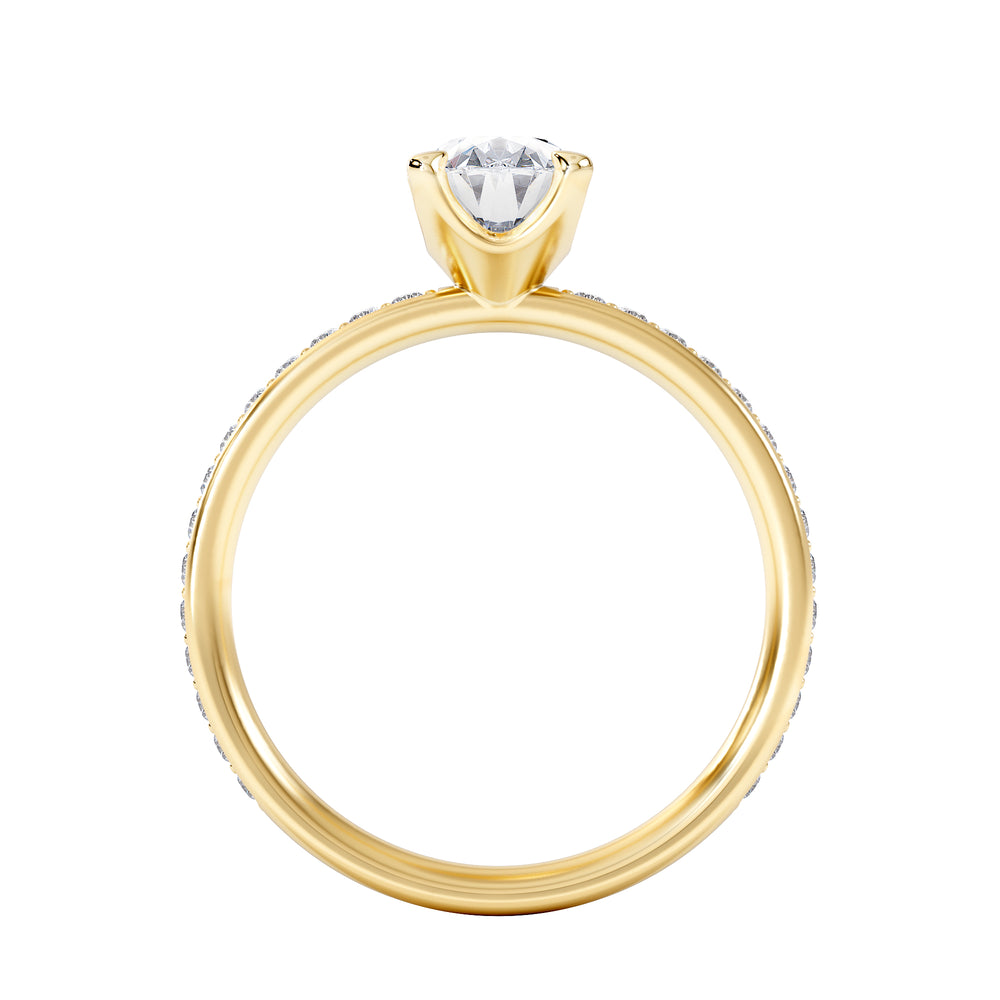 Origin 1.25ct Oval Cut Lab Diamond Solitaire Engagement Ring with Side Stones in 18K Yellow Gold