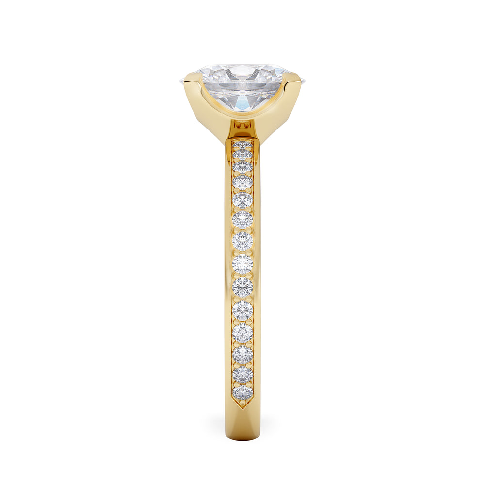 Origin 1.25ct Oval Cut Lab Diamond Solitaire Engagement Ring with Side Stones in 18K Yellow Gold