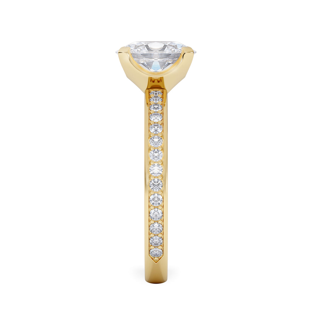 Origin 1.25ct Oval Cut Lab Diamond Solitaire Engagement Ring with Side Stones in 18K Yellow Gold