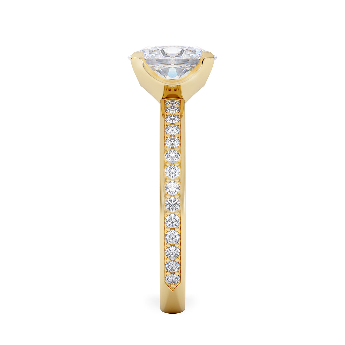 Origin 1.25ct Oval Cut Lab Diamond Solitaire Engagement Ring with Side Stones in 18K Yellow Gold