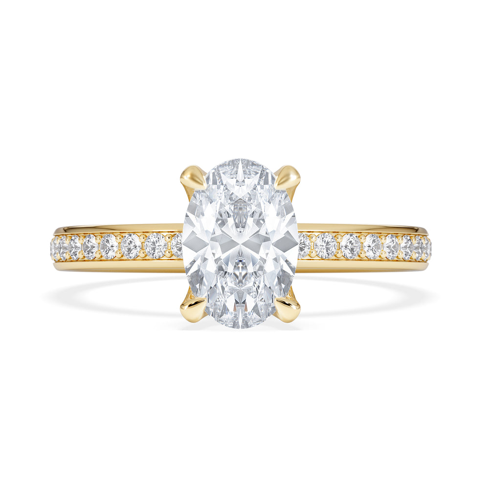 Origin 1.25ct Oval Cut Lab Diamond Solitaire Engagement Ring with Side Stones in 18K Yellow Gold