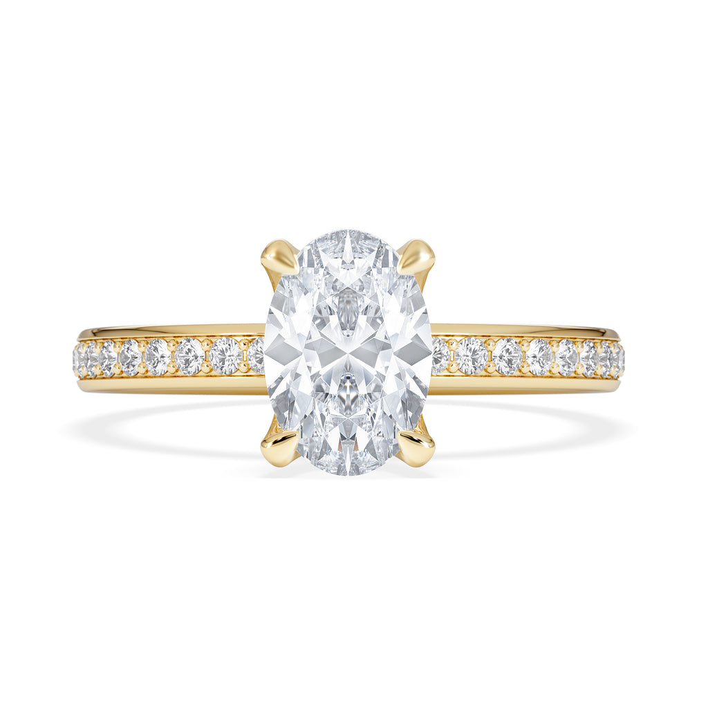 Origin 1.25ct Oval Cut Lab Diamond Solitaire Engagement Ring with Side Stones in 18K Yellow Gold