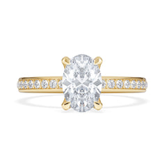 Origin 1.25ct Oval Cut Lab Diamond Solitaire Engagement Ring with Side Stones in 18K Yellow Gold