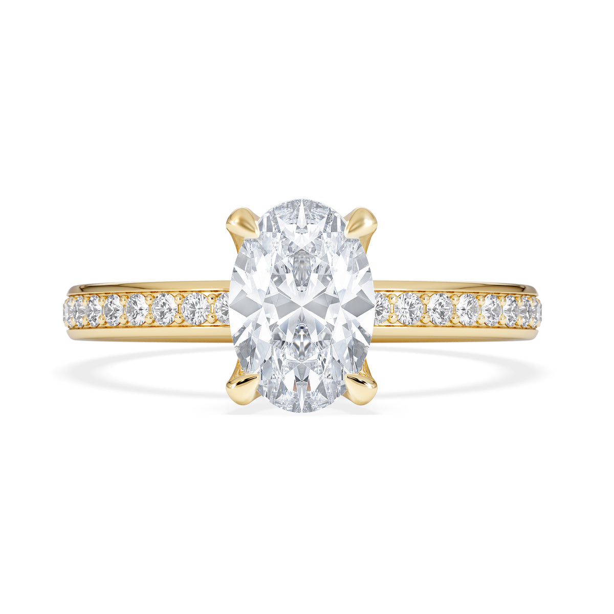 Origin 1.25ct Oval Cut Lab Diamond Solitaire Engagement Ring with Side Stones in 18K Yellow Gold