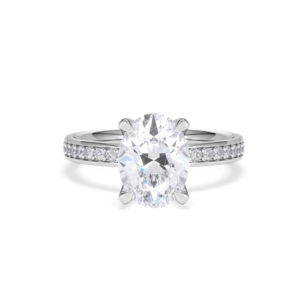 Origin 2.25ct Oval Cut Lab Diamond Solitaire Engagement Ring with Side Stones in 18K White Gold