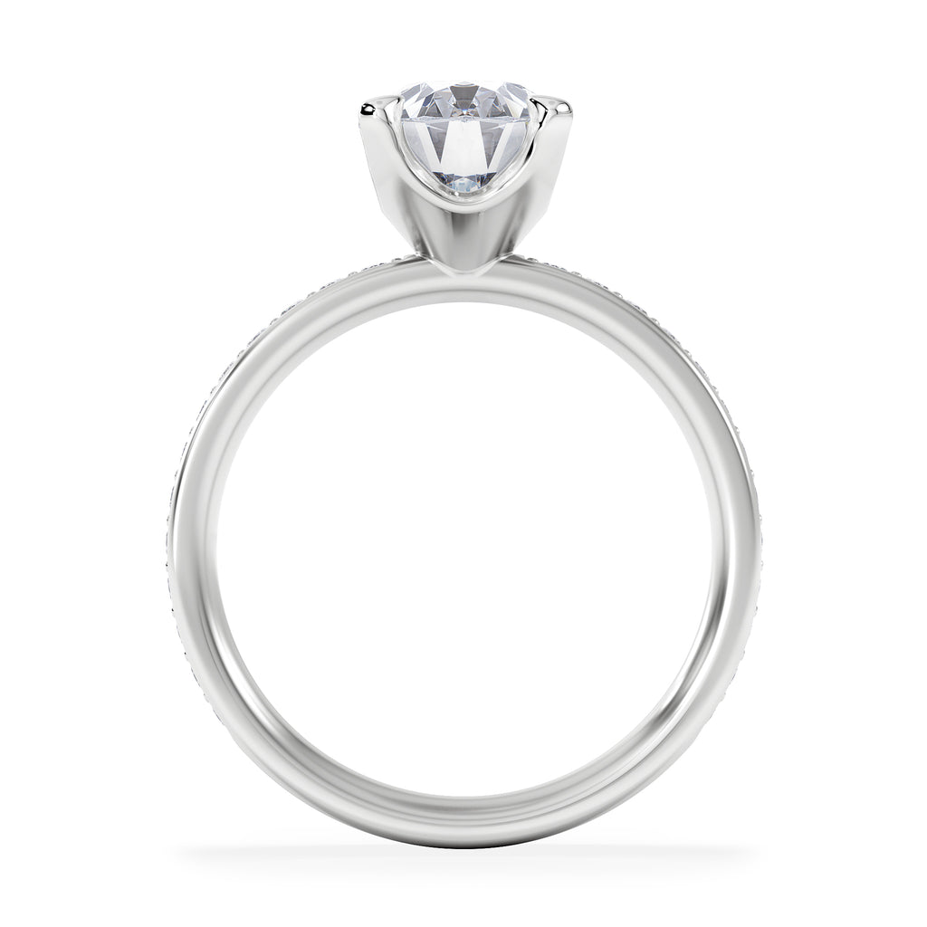 Origin 2.25ct Oval Cut Lab Diamond Solitaire Engagement Ring with Side Stones in 18K White Gold