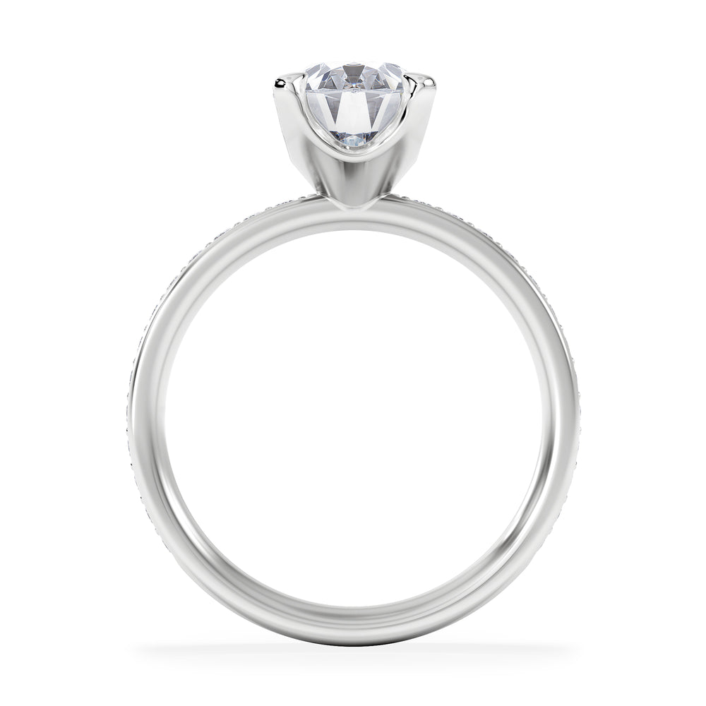 Origin 2.25ct Oval Cut Lab Diamond Solitaire Engagement Ring with Side Stones in Platinum