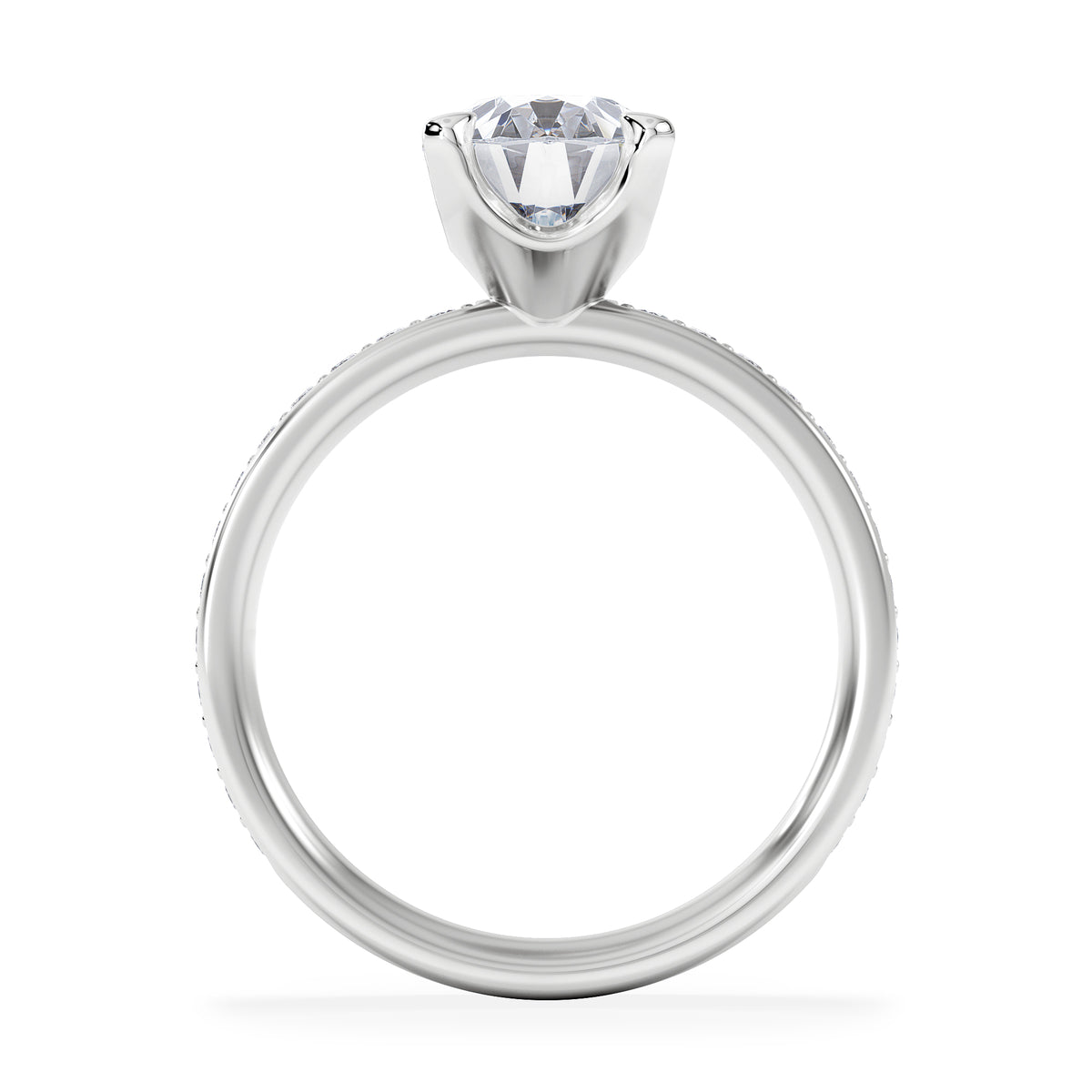 Origin 2.25ct Oval Cut Lab Diamond Solitaire Engagement Ring with Side Stones in Platinum