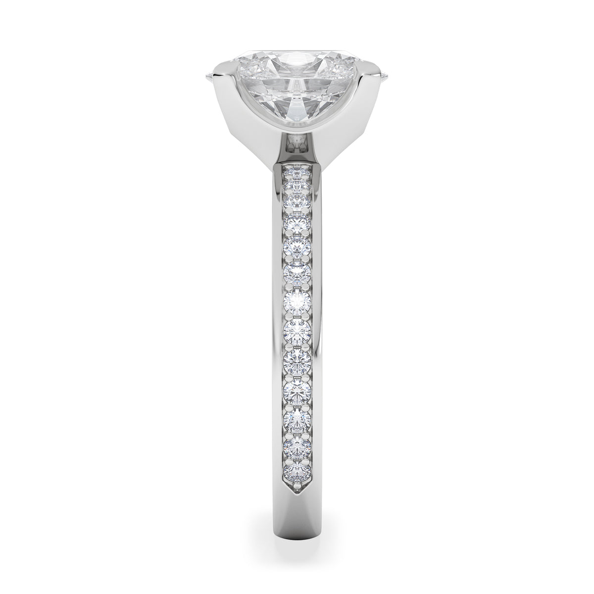 Origin 2.25ct Oval Cut Lab Diamond Solitaire Engagement Ring with Side Stones in Platinum