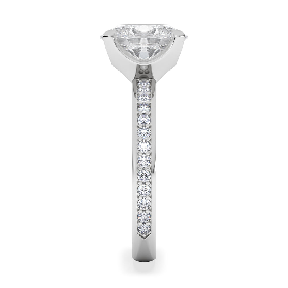 Origin 2.25ct Oval Cut Lab Diamond Solitaire Engagement Ring with Side Stones in 18K White Gold