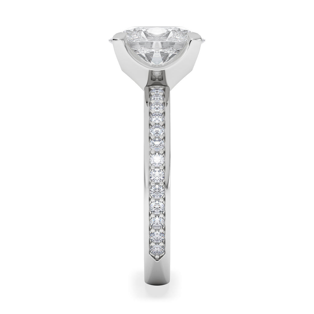 Origin 2.25ct Oval Cut Lab Diamond Solitaire Engagement Ring with Side Stones in 18K White Gold