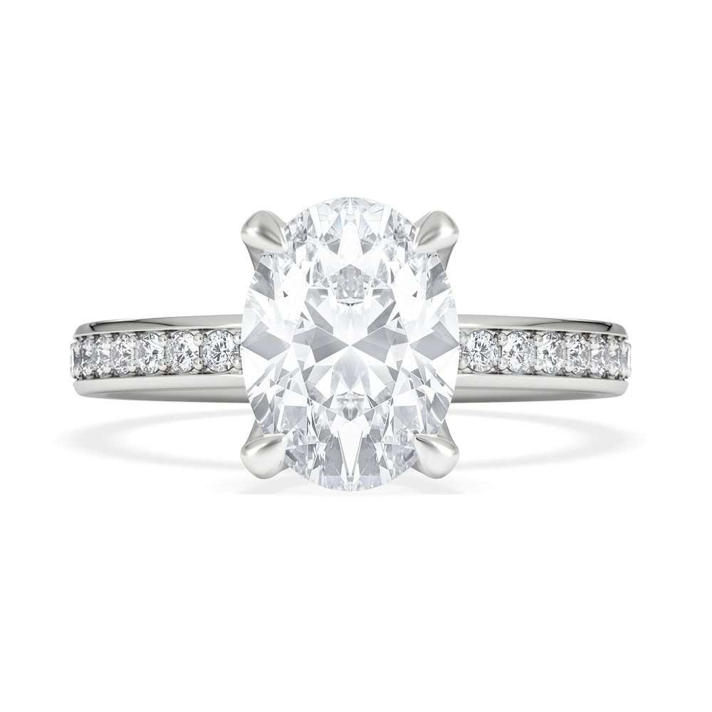 Origin 2.25ct Oval Cut Lab Diamond Solitaire Engagement Ring with Side Stones in Platinum