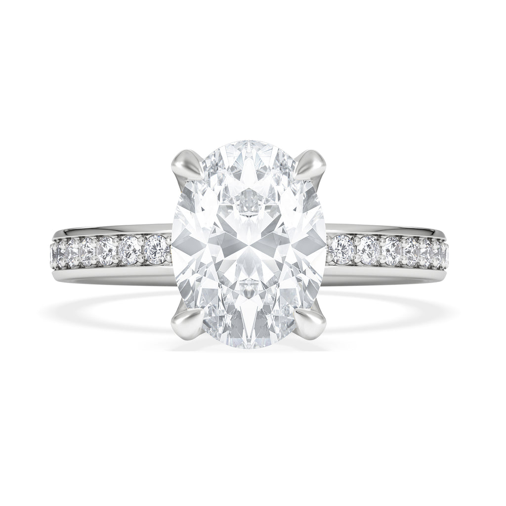 Origin 2.25ct Oval Cut Lab Diamond Solitaire Engagement Ring with Side Stones in Platinum
