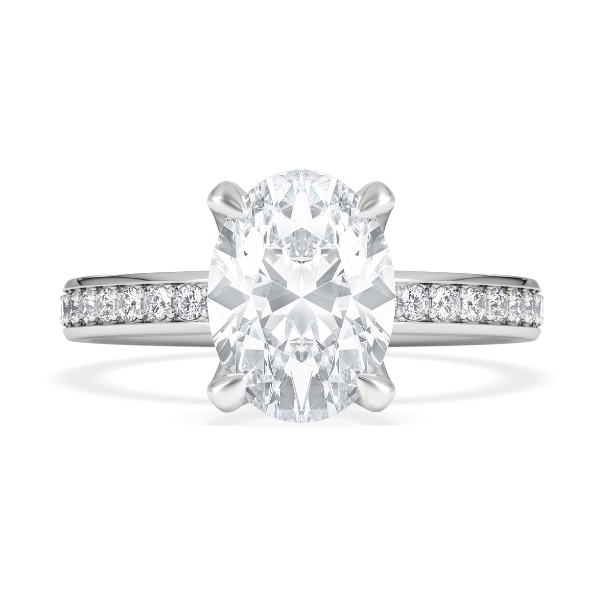 Origin 2.25ct Oval Cut Lab Diamond Solitaire Engagement Ring with Side Stones in Platinum