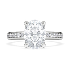 Origin 2.25ct Oval Cut Lab Diamond Solitaire Engagement Ring with Side Stones in 18K White Gold