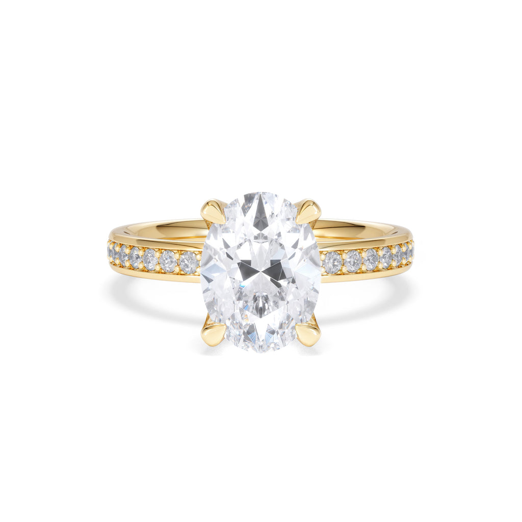 Origin 2.25ct Oval Cut Lab Diamond Solitaire Engagement Ring with Side Stones in 18K Yellow Gold