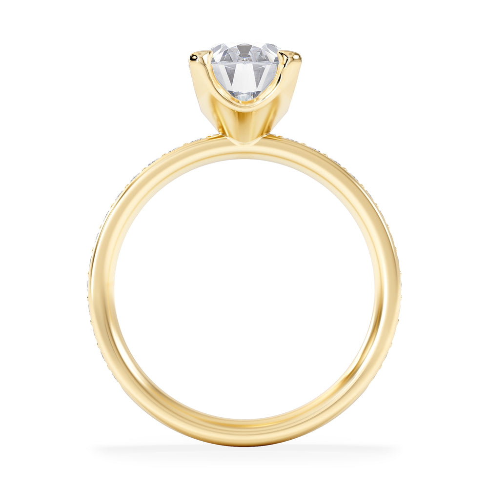 Origin 2.25ct Oval Cut Lab Diamond Solitaire Engagement Ring with Side Stones in 18K Yellow Gold