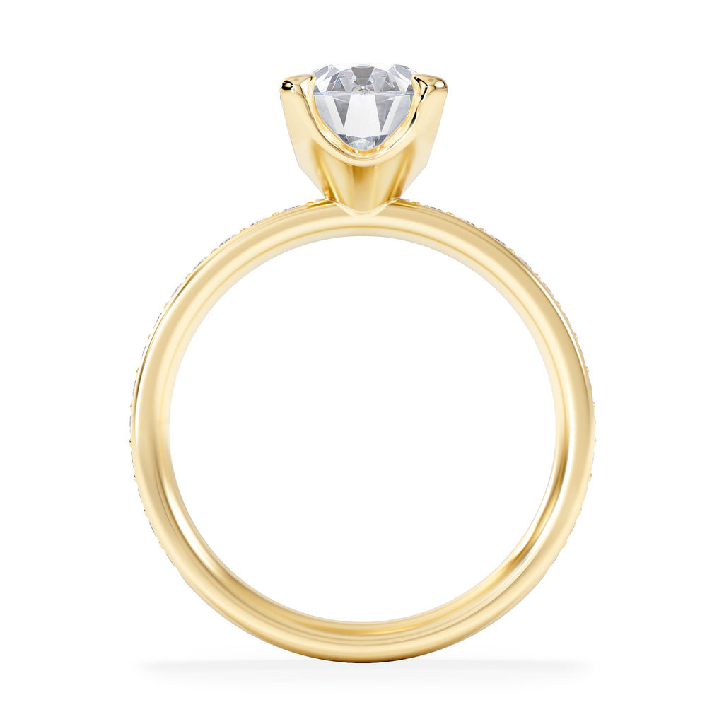Origin 2.25ct Oval Cut Lab Diamond Solitaire Engagement Ring with Side Stones in 18K Yellow Gold
