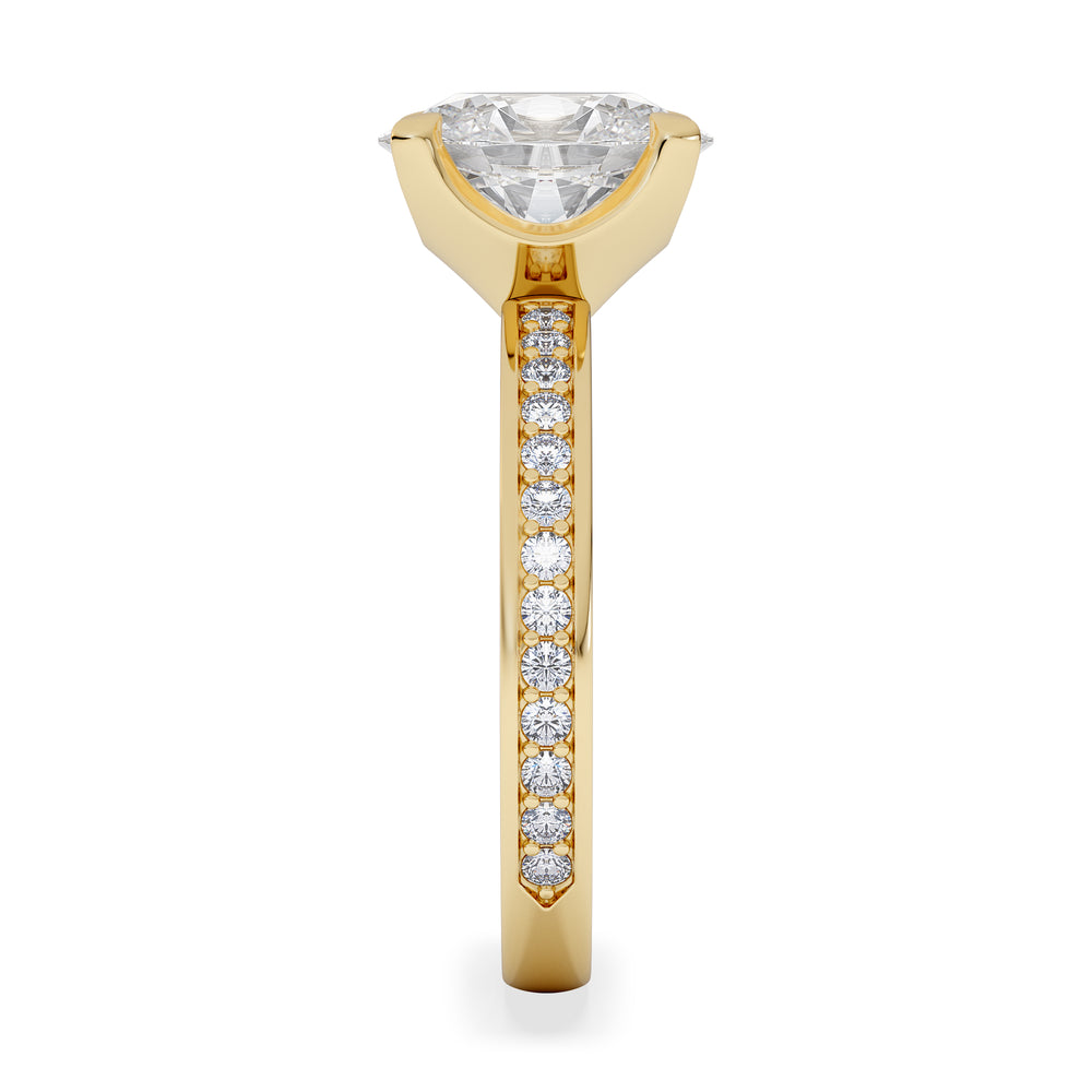 Origin 2.25ct Oval Cut Lab Diamond Solitaire Engagement Ring with Side Stones in 18K Yellow Gold