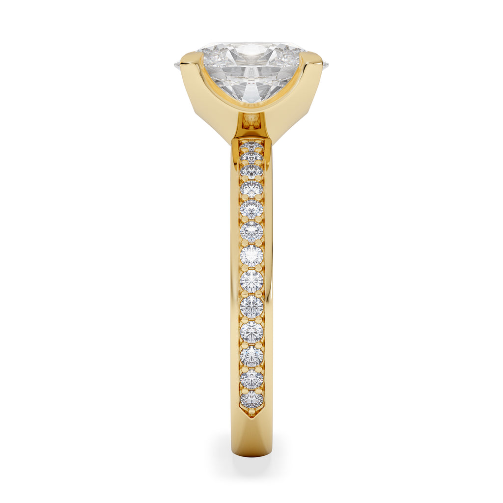Origin 2.25ct Oval Cut Lab Diamond Solitaire Engagement Ring with Side Stones in 18K Yellow Gold