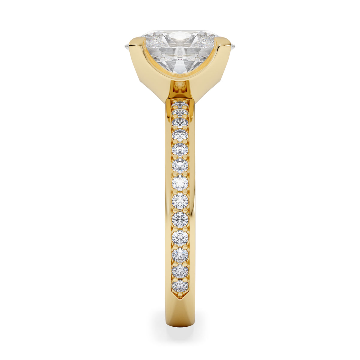 Origin 2.25ct Oval Cut Lab Diamond Solitaire Engagement Ring with Side Stones in 18K Yellow Gold
