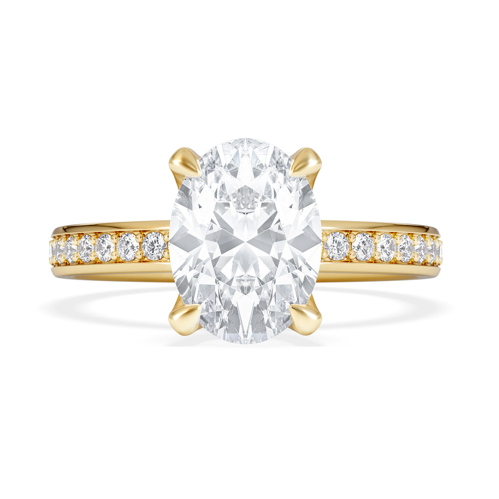 Origin 2.25ct Oval Cut Lab Diamond Solitaire Engagement Ring with Side Stones in 18K Yellow Gold