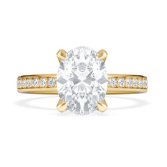 Origin 2.25ct Oval Cut Lab Diamond Solitaire Engagement Ring with Side Stones in 18K Yellow Gold