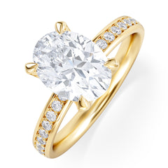 Origin 2.25ct Oval Cut Lab Diamond Solitaire Engagement Ring with Side Stones in 18K Yellow Gold