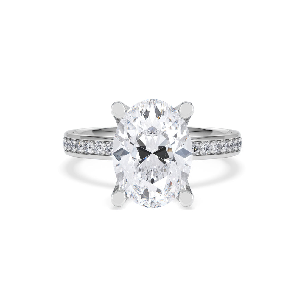Origin 3.30ct Oval Cut Lab Diamond Solitaire Engagement Ring with Side Stones in Platinum