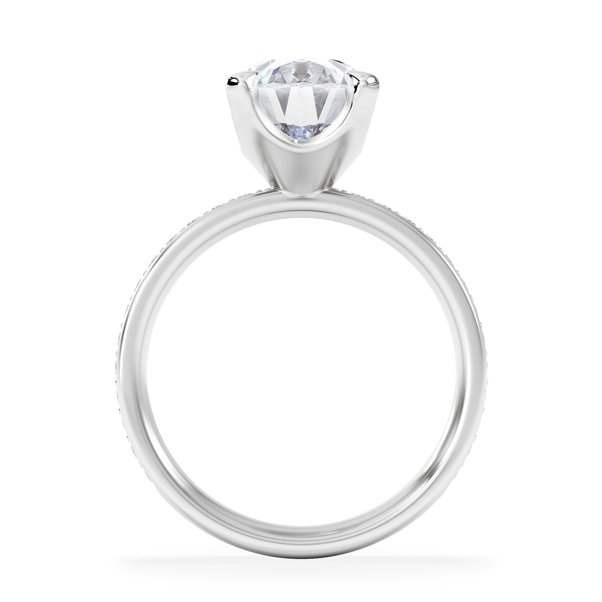 Origin 3.30ct Oval Cut Lab Diamond Solitaire Engagement Ring with Side Stones in 18K White Gold