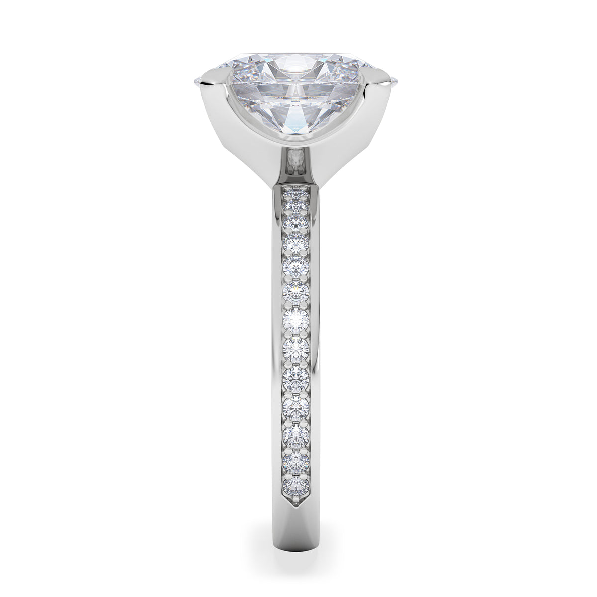 Origin 3.30ct Oval Cut Lab Diamond Solitaire Engagement Ring with Side Stones in Platinum