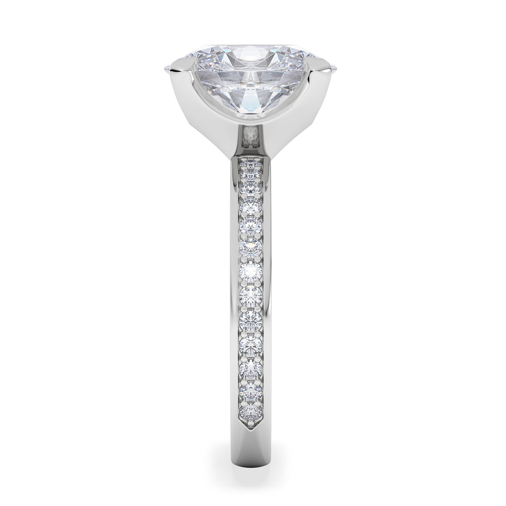 Origin 3.30ct Oval Cut Lab Diamond Solitaire Engagement Ring with Side Stones in 18K White Gold