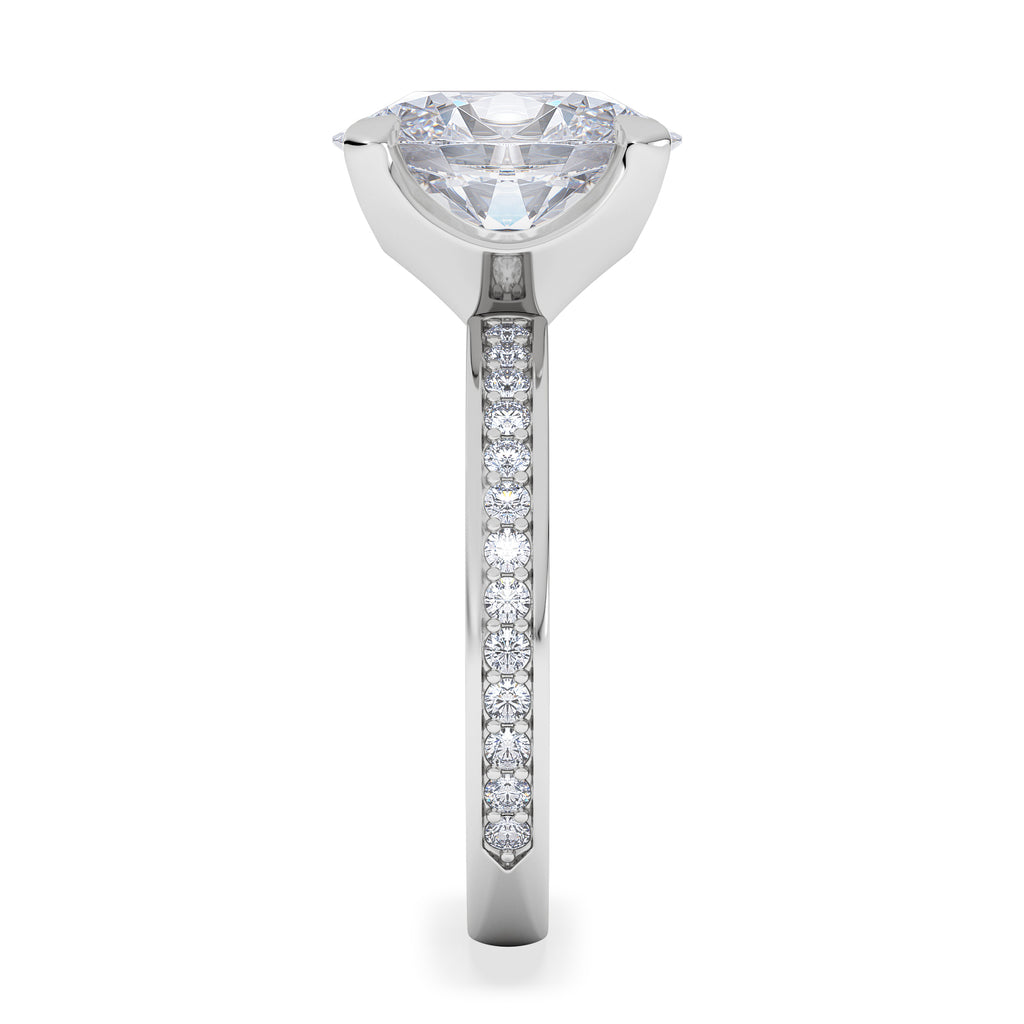 Origin 3.30ct Oval Cut Lab Diamond Solitaire Engagement Ring with Side Stones in 18K White Gold