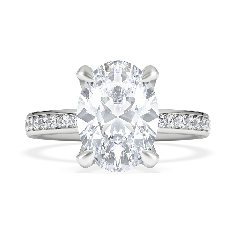 Origin 3.30ct Oval Cut Lab Diamond Solitaire Engagement Ring with Side Stones in Platinum