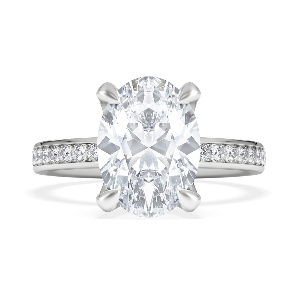 Origin 3.30ct Oval Cut Lab Diamond Solitaire Engagement Ring with Side Stones in Platinum