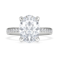 Origin 3.30ct Oval Cut Lab Diamond Solitaire Engagement Ring with Side Stones in Platinum