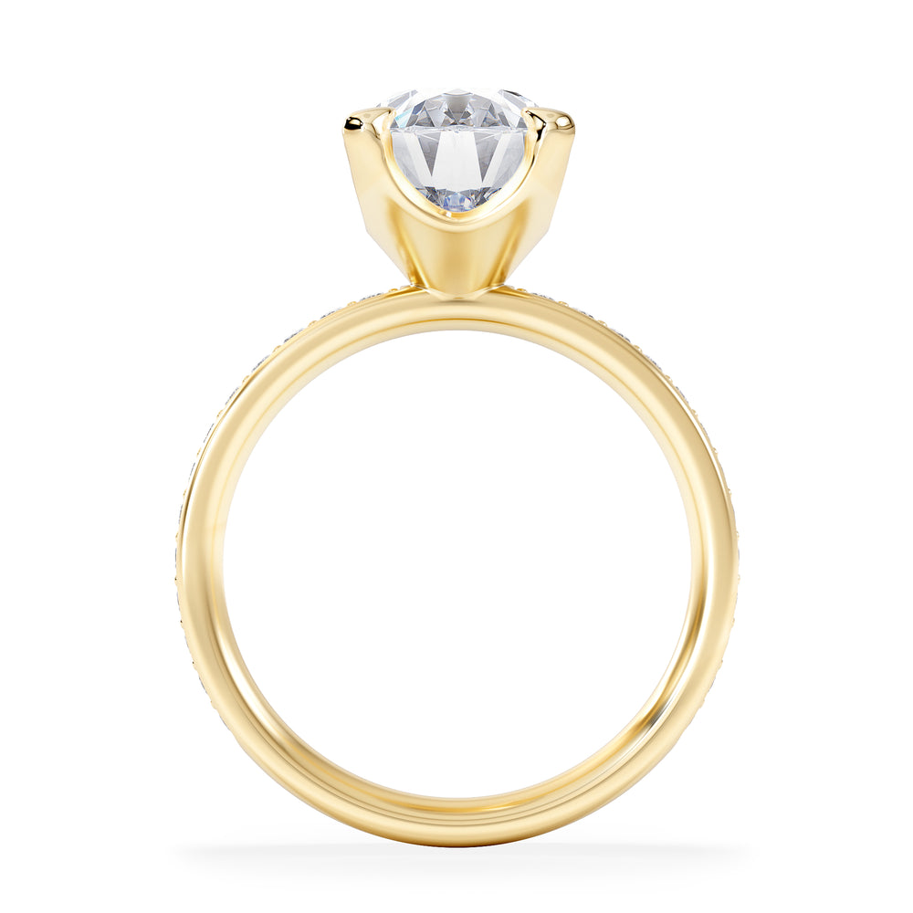 Origin 3.30ct Oval Cut Lab Diamond Solitaire Engagement Ring with Side Stones in 18K Yellow Gold