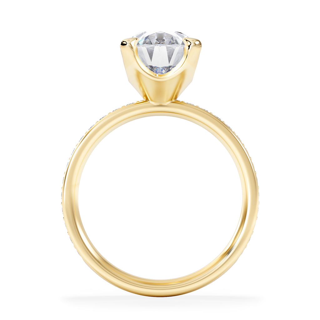 Origin 3.30ct Oval Cut Lab Diamond Solitaire Engagement Ring with Side Stones in 18K Yellow Gold