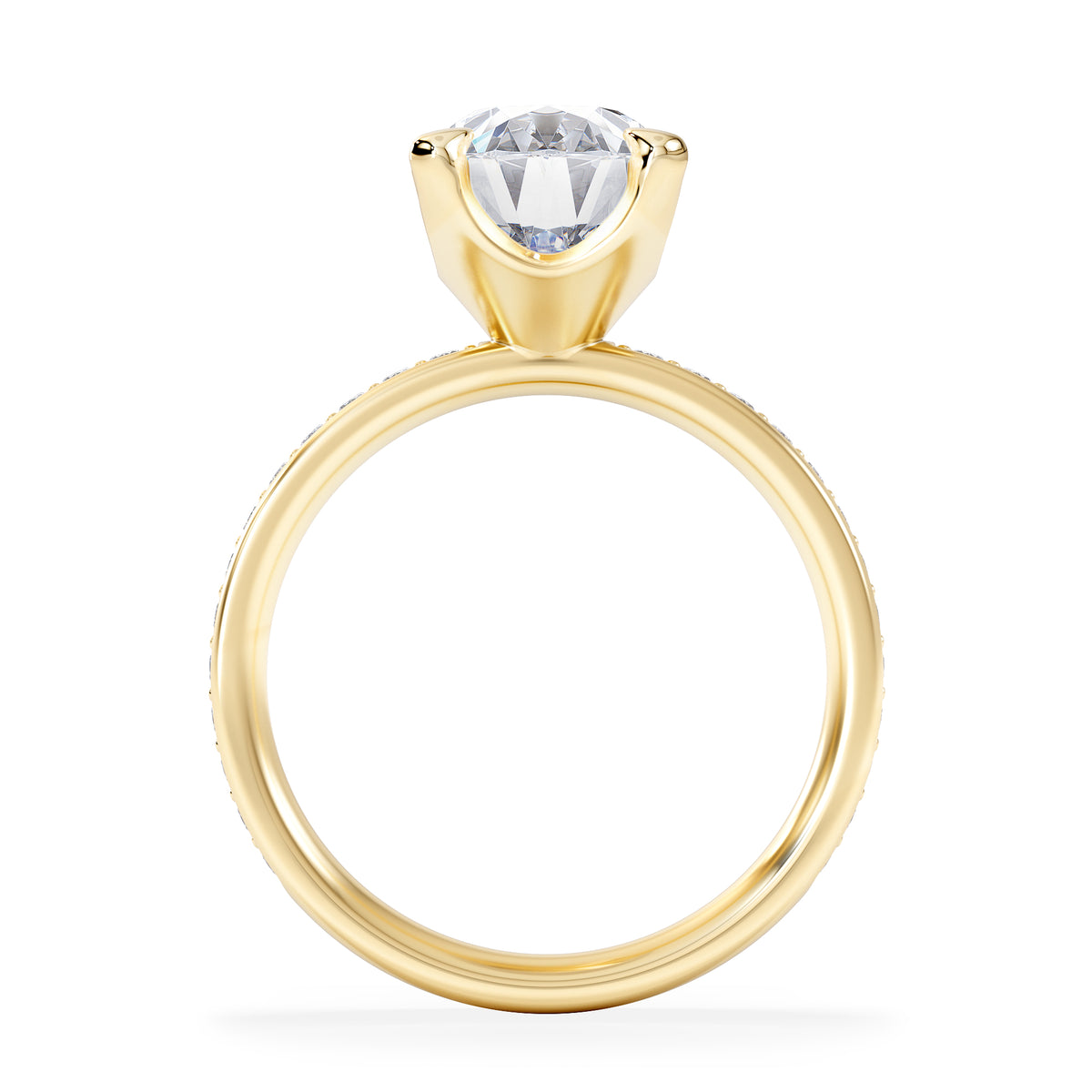 Origin 3.30ct Oval Cut Lab Diamond Solitaire Engagement Ring with Side Stones in 18K Yellow Gold
