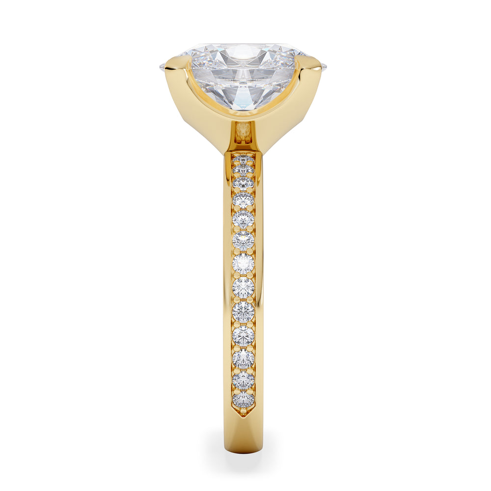 Origin 3.30ct Oval Cut Lab Diamond Solitaire Engagement Ring with Side Stones in 18K Yellow Gold