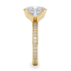 Origin 3.30ct Oval Cut Lab Diamond Solitaire Engagement Ring with Side Stones in 18K Yellow Gold