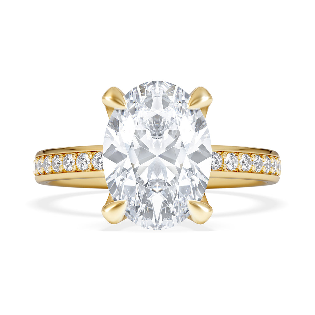Origin 3.30ct Oval Cut Lab Diamond Solitaire Engagement Ring with Side Stones in 18K Yellow Gold