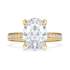 Origin 3.30ct Oval Cut Lab Diamond Solitaire Engagement Ring with Side Stones in 18K Yellow Gold