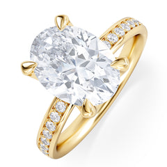 Origin 3.30ct Oval Cut Lab Diamond Solitaire Engagement Ring with Side Stones in 18K Yellow Gold
