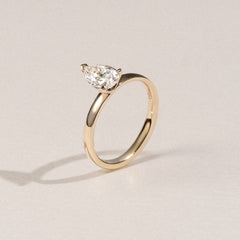 Origin 1.00ct Pear Cut Lab Diamond Solitaire Engagement Ring in 18K Yellow Gold