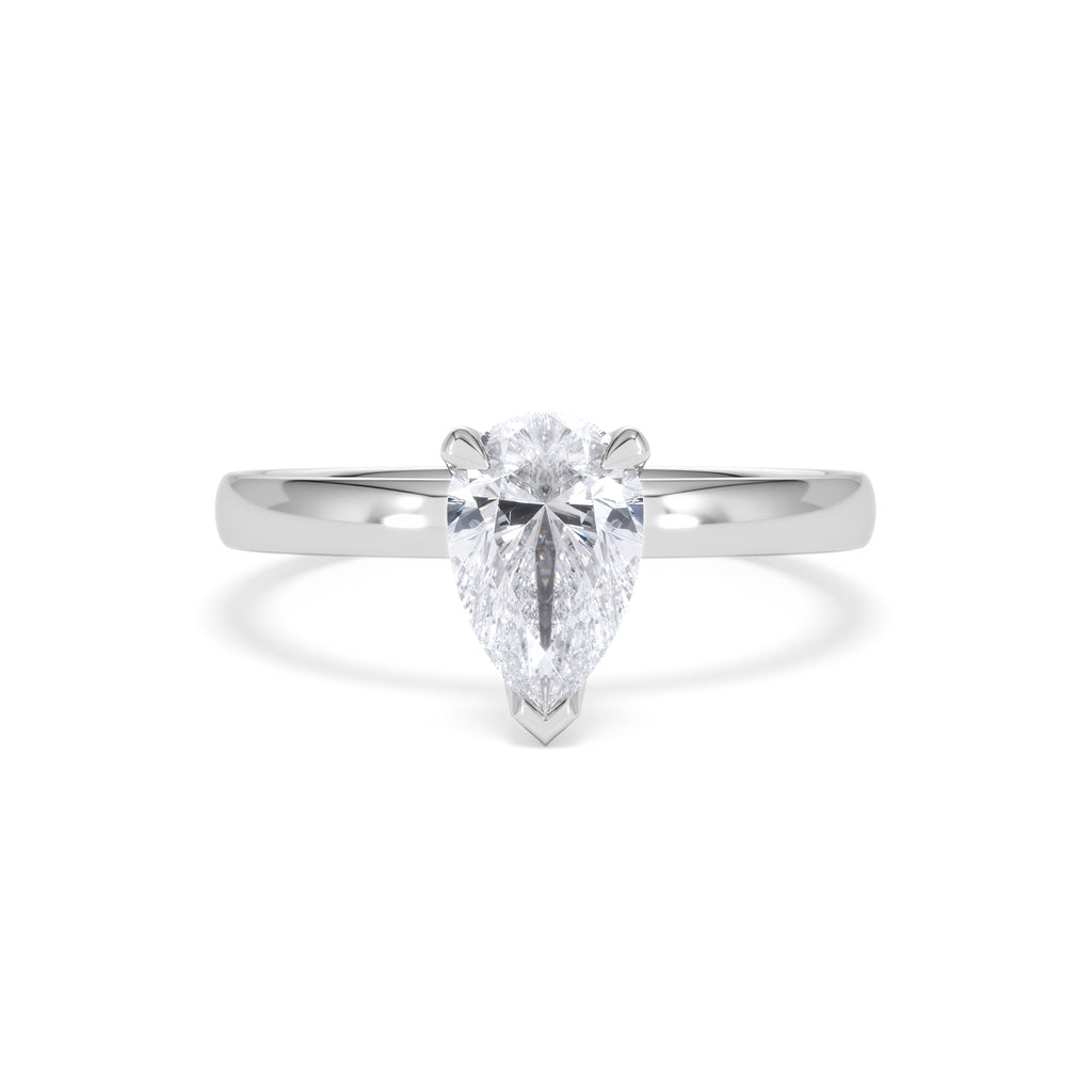Origin 1.00ct Pear Cut Lab Diamond Solitaire Engagement Ring in 18K White Gold