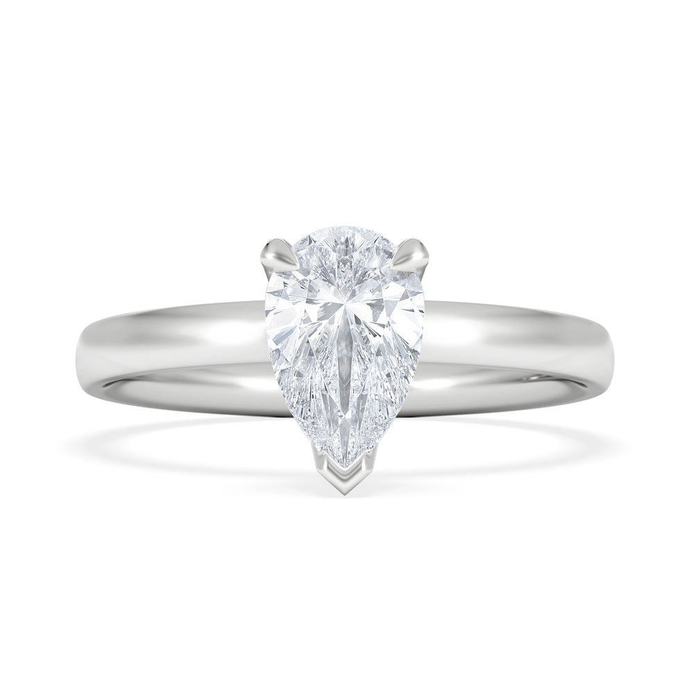 Origin 1.00ct Pear Cut Lab Diamond Solitaire Engagement Ring in 18K White Gold