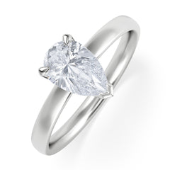 Origin 1.00ct Pear Cut Lab Diamond Solitaire Engagement Ring in 18K White Gold